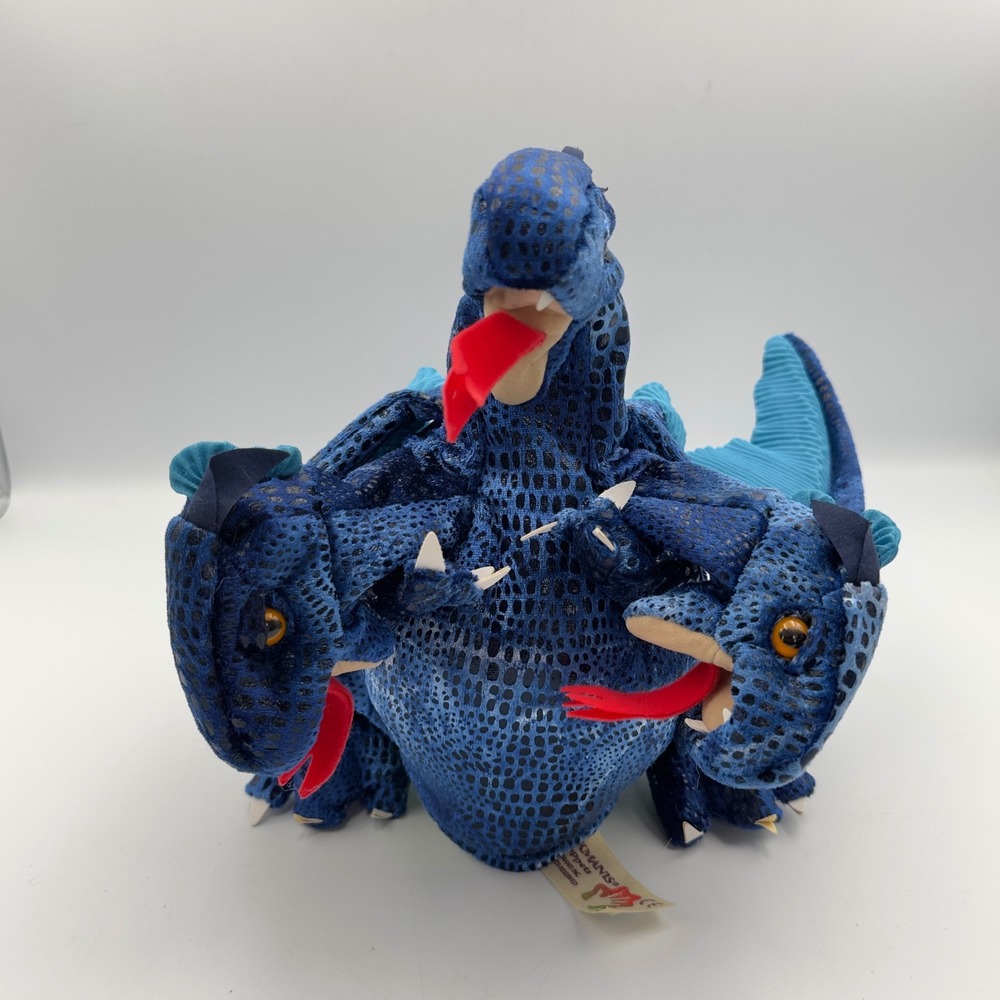 Folkmanis Three Headed Blue Dragon Hand Puppet Mythical Hydra